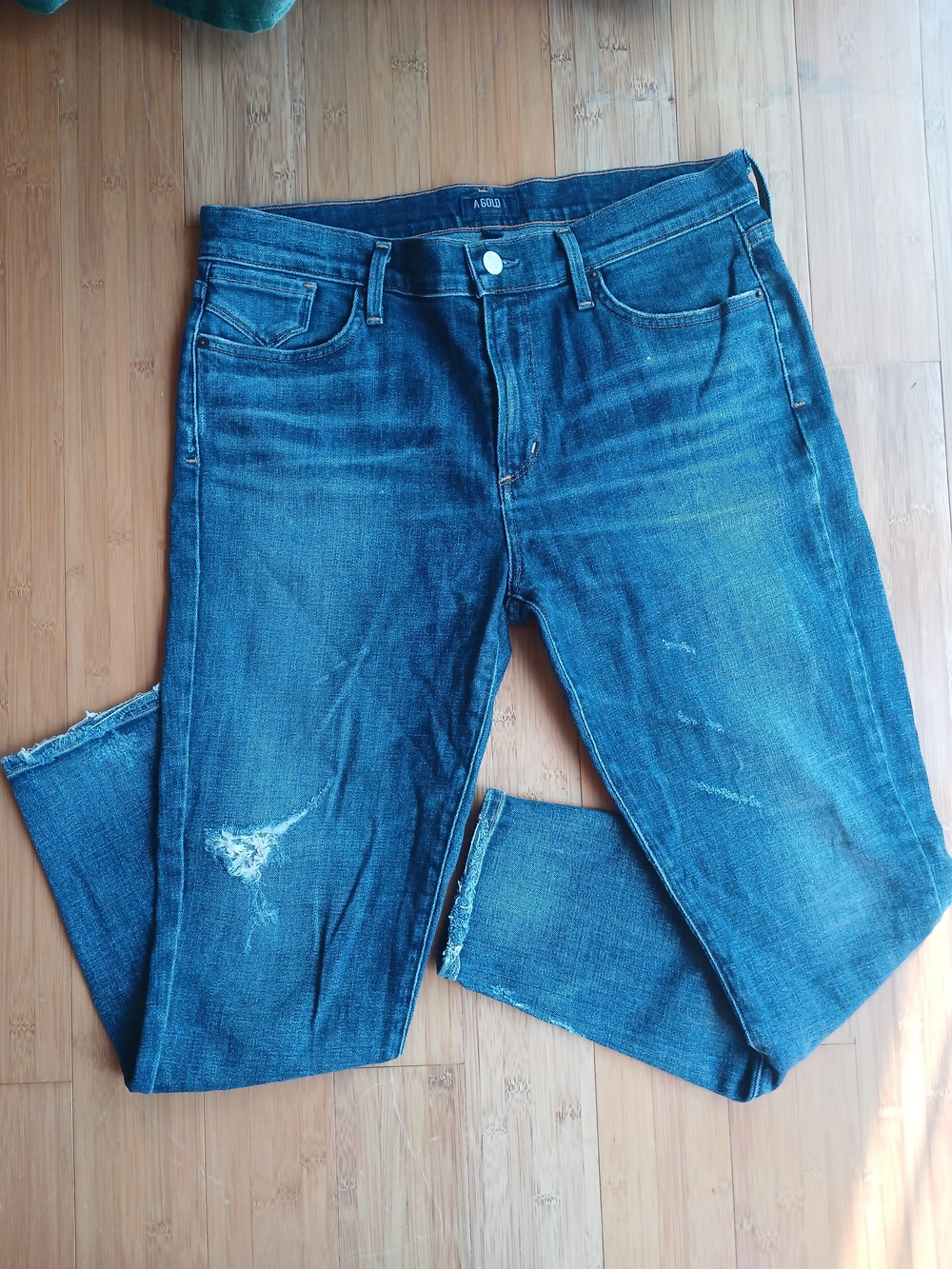 Agolde Women's Dark Blue Distressed Jeans
